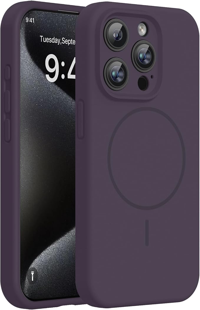Miracase Magnetic for iPhone 15 Pro Case, Silicone, Soft Microfiber Lining by Miracase