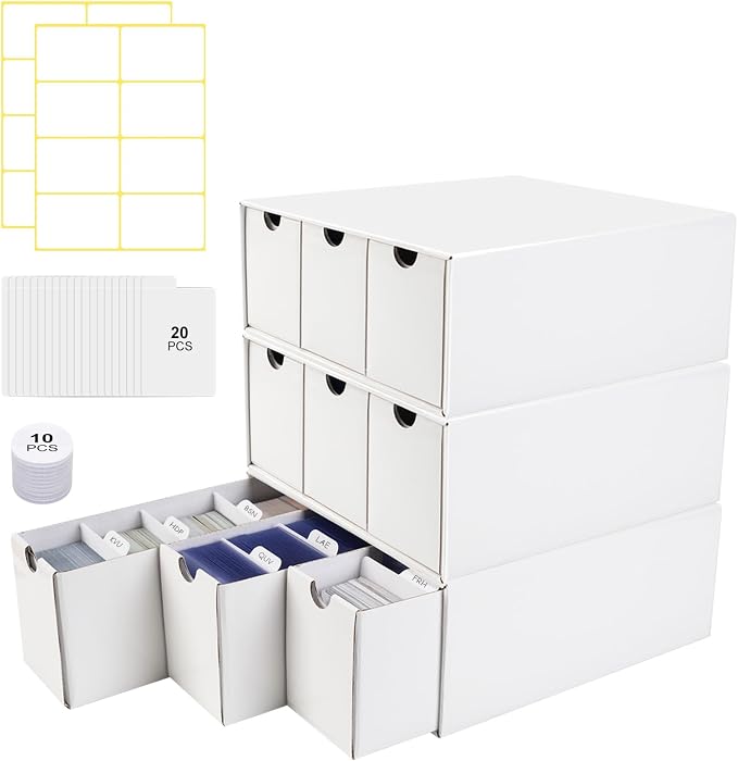 Trading Card 9 Drawer Top Loaders Storage Box with 20 Card Dividers | Cardboard Trading Card Organizer for Collectible Cards Games,Card Box Fits For TCG,MTG,TCG and Basktaball Cards by XRACV