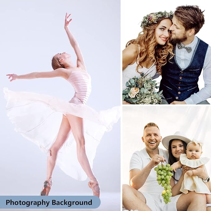10X20ft White Photo Backdrops for Photography, LCUIRC Two Rod Pocket Backdrops Curtain for Parties, Polyester Background with 4 Clamps for Product Protrait Photoshoot or Parties Decoration - Image 5