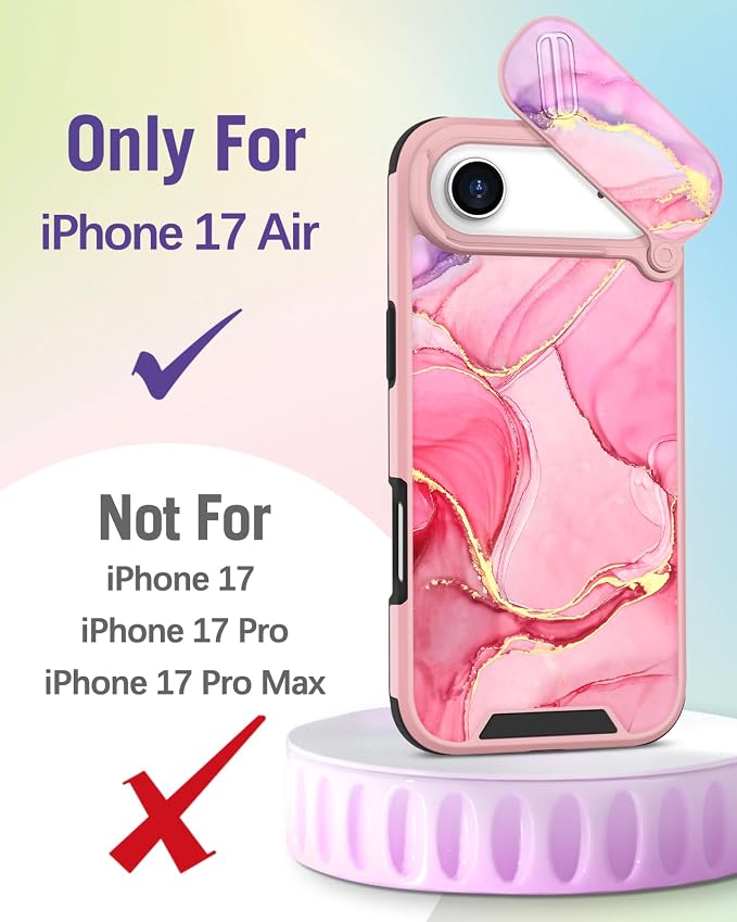 Buleens for iPhone 17 Air Case 6.5 Inch - with Ring Stand & Camera Cover Aesthetic Cute Designed for Women Girls Pretty Girly Fashion Teens Phone Case for iPhone 17 Air Compatible with Magsafe - Image 2