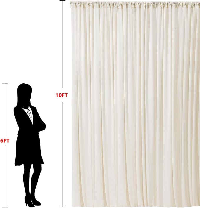 10x10ft Wrinkle Free Ivory Backdrop Curtain for Parties Soft Fabric Drapes Wedding Ivory Curtain Backdrop for Birthday Party Decorations Background for Photography 5x10ft,2 Panels - Image 6