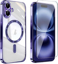 Magnetic Glossy Case for iPhone 17,iPhone17 Phone Case Slim Clear Luxury with Screen Protector & Camera Protector [Compatible with MagSafe], Shockproof Cover for iPhone Case 17-Purple by Unknown