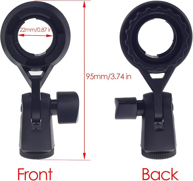 Short Video Mic Clip, 270° Rotatable Microphone Holder with 3/8" Conversion Nut, Shockproof Stand Adapter for 0.9-inch (22mm) Condenser Mics, Compatible with Most Stands & Boom Arms - Image 3