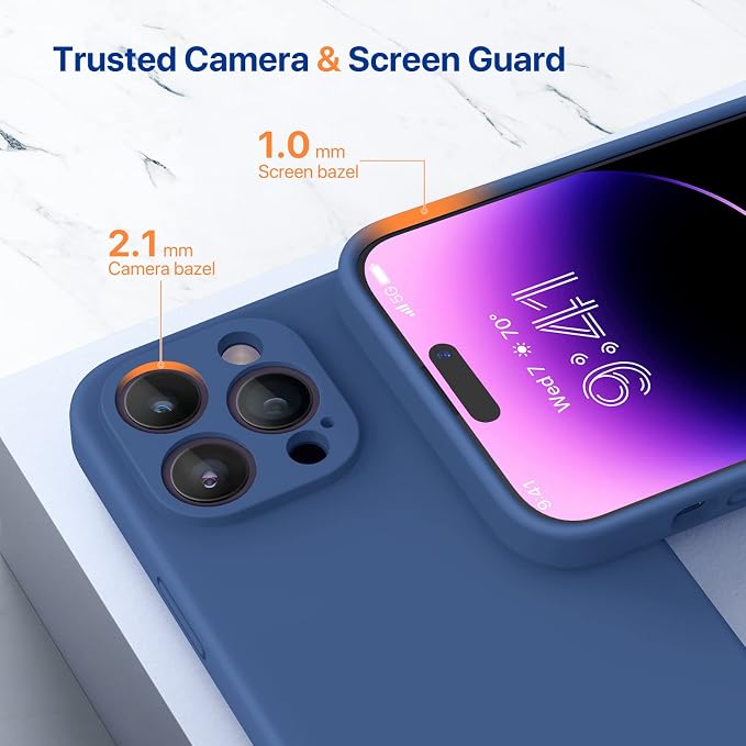 Miracase Silicone for iPhone 14 Pro Case, Glass Blue | Soft Anti-Scratch Microfiber Lining, Premium Silicone Cover Shockproof Drop Protection Phone Case for 14 Pro - Image 5