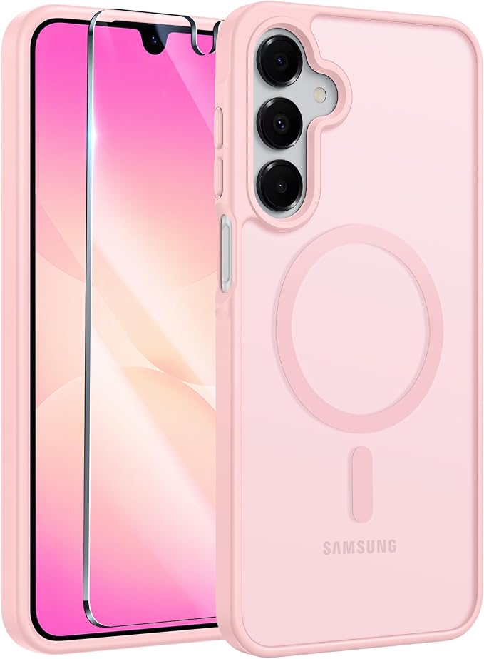 FNTCASE for Galaxy A26 5G Phone Case, Fit for Magsafe, Screen Protector | Translucent Matte, 14FT Military Grade Drop Protection, Slim Shockproof Protective, for Samsung A 26 4G Cover, Light Pink by FNTCASE