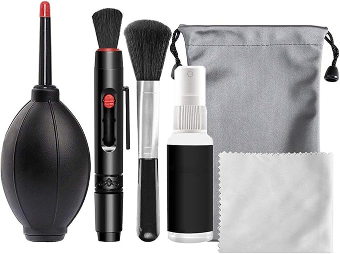 Camera Lens Cleaning Kit, Professional DSLR Lens Cleaning Tool with Waterproof Storage Bag, Air Dust Blower, Lens Cleaning Pen Brush, Cleaning Cloth, Empty Bottle, for DSLR Camera Cleaning Tool by Unknown