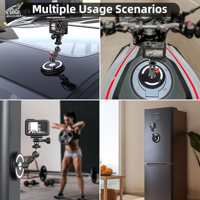 Strong Magnetic Camera Mount, Car Outside 1/4" Magnetic Camera Mount with 2 Ball Head, Attaches to All Metal Surfaces for GoPro 13/12/11/10, DJI Action 6/5 Pro/4, Nano, Insta 360 X5/X4 and More - Image 6