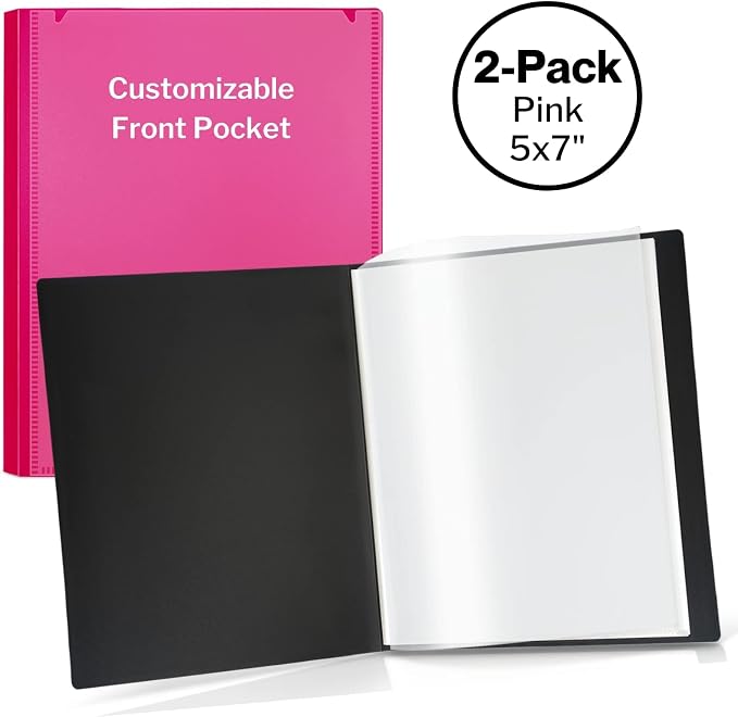 Cranbury 2-Pack Mini Photo Albums 5x7, 48 Photos, Clear Sleeves, Pink | 24 Pockets Each, Customizable Covers, Compact Storage for 5x7 Photos & Keepsakes - Image 5