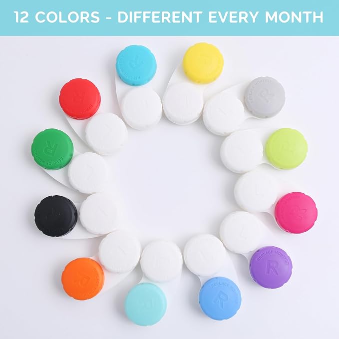 DEWSENSI 24 Pack Contact Lens Case, Colorful Empty Contact Lens Cases Box Holder Container for Storage, Travel, Daily Home Use - Image 7