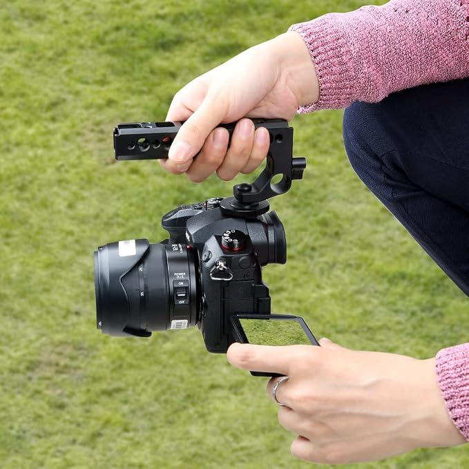 NICEYRIG Camera Top Handle Grip Hot Shoe with 15mm Rod Clamp Cold Shoe- 192 | DSLR Camera Handgrip Applicable for Panasonic Lumix GH5/G9/G95/G85, Sony A6600/A6100/A6400/A6500 - Image 5