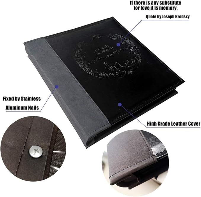 4x6 Photo Albums 600 Pockets, Large Capacity Photo Book with Vintage Leather Cover, Family, Baby, Wedding Photo Album (Black) - Image 3