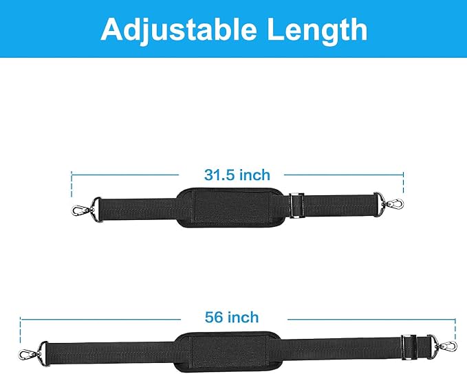 MOSISO 56 inch Shoulder Strap, Adjustable Soft Universal Non-Slip Strap | Thick Replacement Strap, Fit Padded with Metal Swivel Hooks for Laptop Shoulder Bag/Laptop Messenger Bag, Black - Image 4