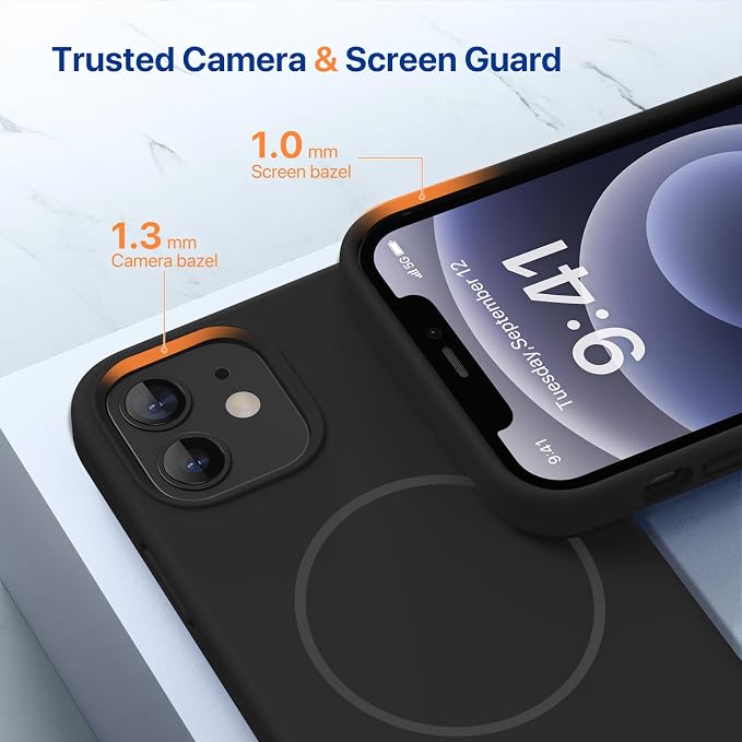 Miracase Magnetic for iPhone 12 Case/iPhone 12 Pro Case, Black | Compatible with MagSafe, Anti-Scratch Microfiber Lining, Premium Silicone Shockproof Drop Protection Phone Case for 12/12 Pro - Image 6