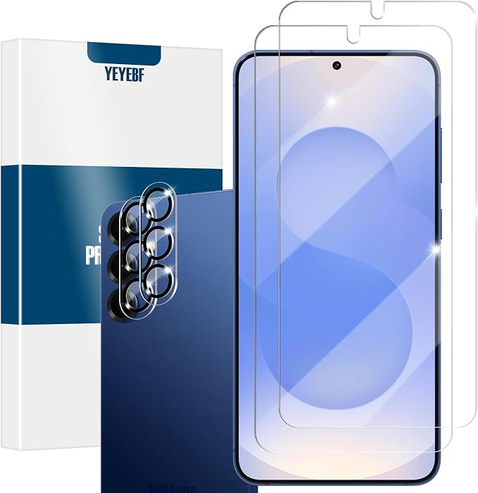 Galaxy S25 Plus / S25+ Tempered Glass Screen & Lens Protector 2+2 Pack | [Ultrasonic Fingerprint Unlock] [Case Friendly] [Bubble-Free] by YEYEBF