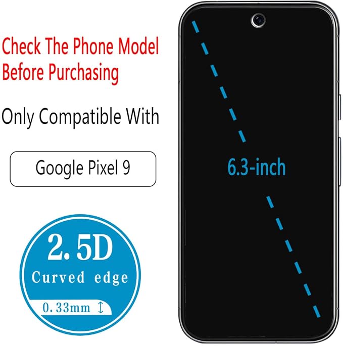 2+2 Pack Privacy Screen Protector for Google Pixel 9 Tempered Glass | with Camera Lens Protector, Anti Spy, Fingerprint ID Compatible, Anti Scratch - Image 2