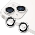 for iPhone 13 Mini/iPhone 13 Camera Lens Protector, Anti-Scratch 9H Tempered Glass Metal Camera Screen Protector Shockproof Cover Film Ring -2 Pcs Silver by Hsefo
