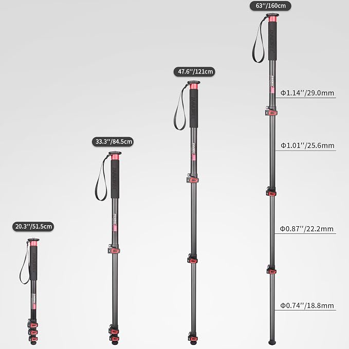 63in/160cm Camera Monopod INNOREL VM60A Aluminum Alloy Portable Compact Lightweight Travel Monopod with Fast Flip Lock for Canon Nikon Sony DSLR Camera Video Camcorder DV Photography Load 22lbs/10kg - Image 7