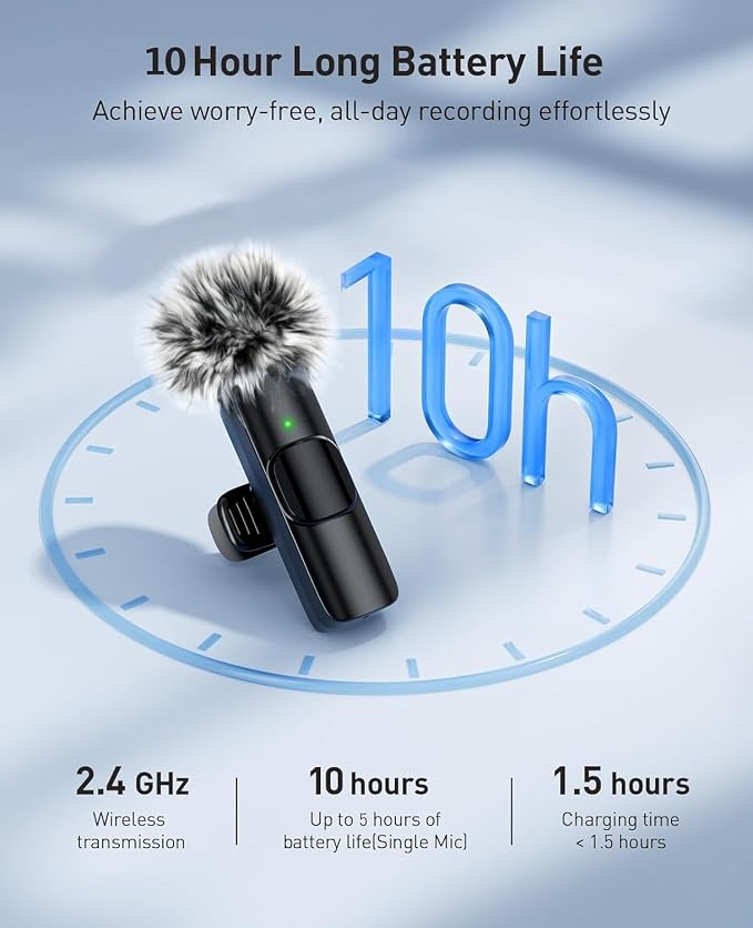 MENERESAS 3-in-1 Mini Microphone for iPhone: Wireless Lavalier Microphones for iOS/Android/Camera - Noise Reduction Lapel Mic, Clip on Mic for Video Recording Vlog, YouTube - Image 10