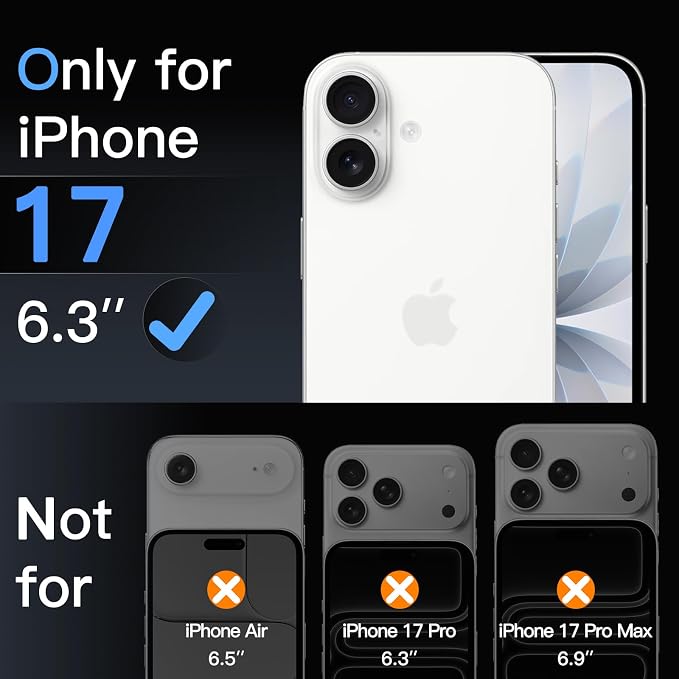 JETech Camera Lens Protector for iPhone 17, Clear, 3-Pack | 9H Tempered Glass, HD Clear, Anti-Scratch Protection, Night Shot Compatible, Case-Friendly - Image 2