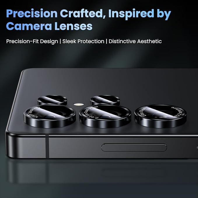 Uyiton for Samsung Galaxy S25 Ultra Camera Lens Protector, Unique Design | Case-Friendly, Military-Grade Sapphire Glass with Aluminum Metal Rear Camera Screen Cover, Black (6.9 inch) - Image 3