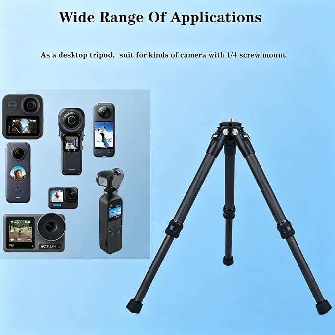 Heavy Duty Portable Carbon Fiber Desktop Mini Tripod Stand | 1/4" Screw for Insta360 X5/X4/X3/X2/RS,for Gimbal,Action Cam,Camcorder,Microphone,LED Light,Compact Mini Tripod - Image 5