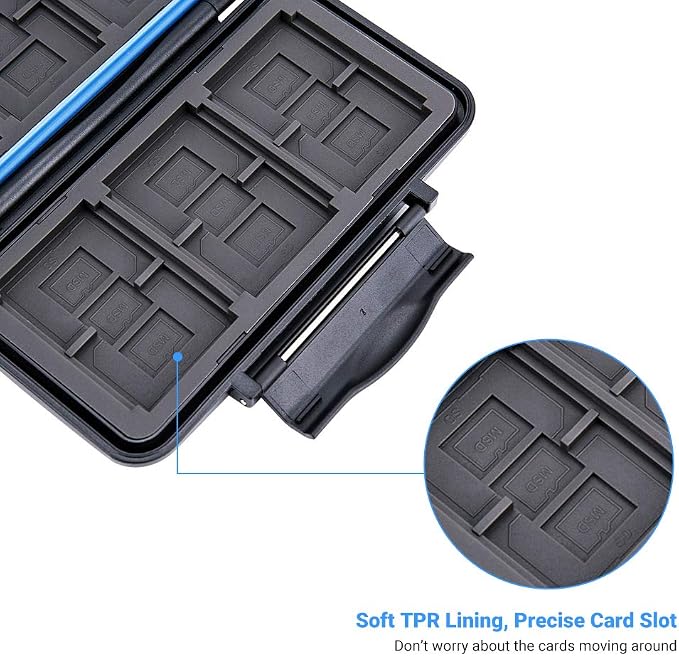 36 Slots SD Card Case Micro SD Card Case CF Card Holder Memory Card Holder Storage for 18 Micro SD Card, 12 SD SDXC SDHC Card, 6 CF Card - Image 5