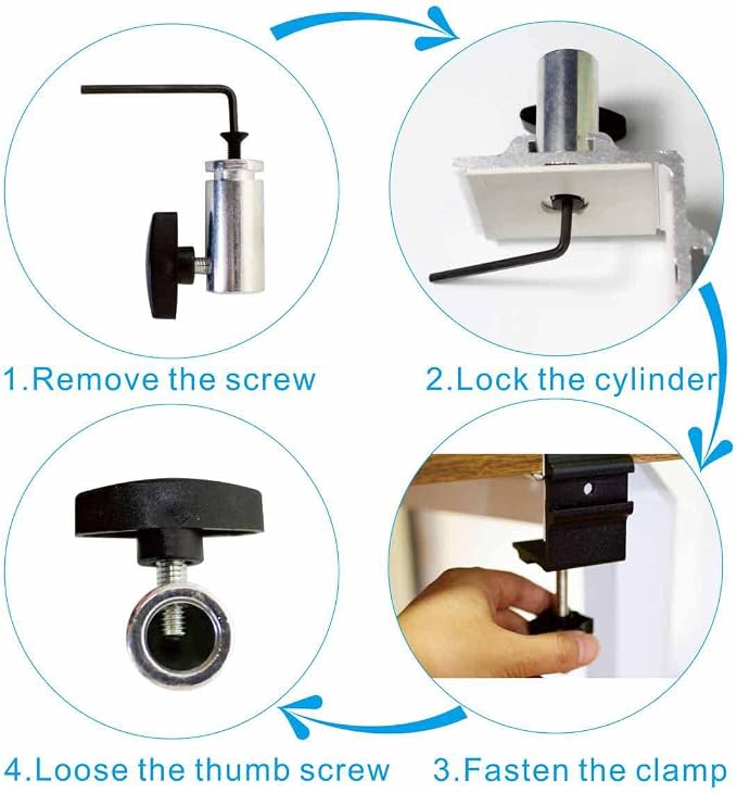 Replacement Heavy Duty C Clamp for 1/2” Base Magnifying Lamp,Desk Lamp,Swing Arm Lamp,Phone I pad Mount,Tablet Mic Holder,Table Mount Clamp for Microphone Stand Mic Boom Arm (G1 SIVLER) - Image 5