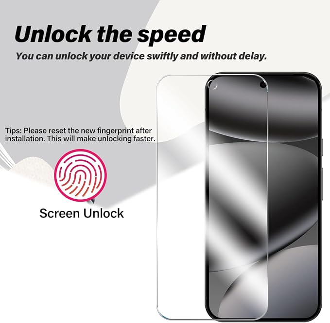 BIGFACE for Pixel 10 Pro Tempered Glass Screen Protector + Camera Lens Protector [ 2 + 2 Pack ][Fingerprint Unlock] [Anti-Scratch] [Case Friendly] Clear HD Protective Film for Google Pixel 10 Pro 5G - Image 3