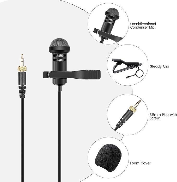 2-Pack Lavalier Microphone for Rode Wireless Pro, GO II 2 Transmitters | Omnidirectional Condenser Lapel Mic with Screw Lock for Vlog/Lectures/Broadcasters - Image 6