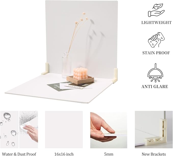 5PCS Double Sided Flat Lay Photo Studio Backdrop Boards, 16x16 Inch Waterproof Tabletop Background Board, Reusable Backdrop Props for Food Makeup Jewelry Product Shooting - Image 7