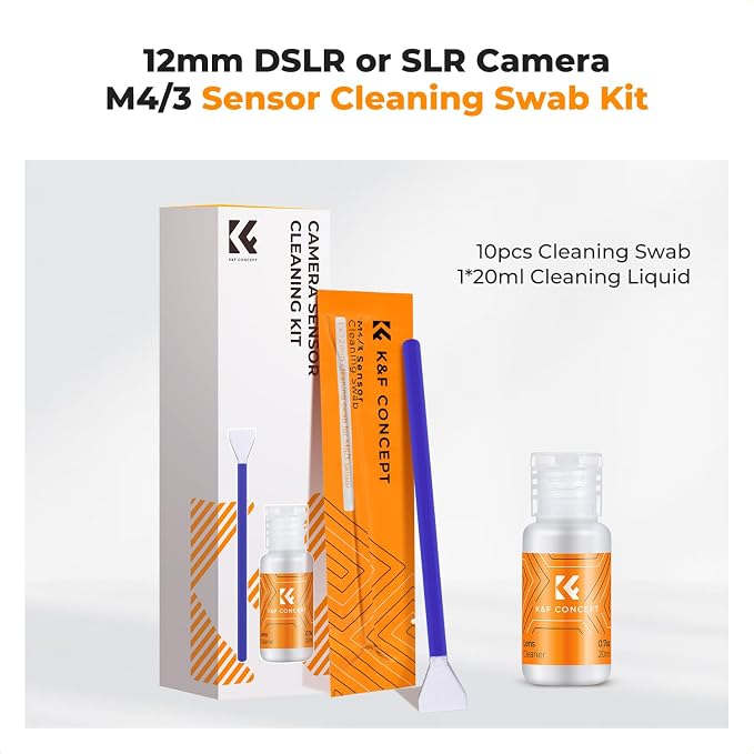 K&F CONCEPT M4/3 Sensor Cleaning Kit with Sensor Cleaner for M4/3 Cameras | 12mm sendor SwabsX10,Vacuum Package,Flexible Grip Rod,Superfine Microfiber Cloth Material,Mild Cleaning Liquid,MA03 - Image 2