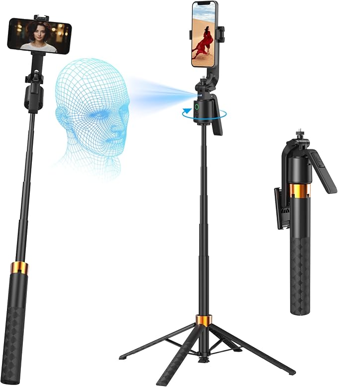 70 inch Autoface Tracking Tripod for iPhone, Gesture Control, Face Tracking Camera 360°Rotation Phone Tripod, Gimbal stabilizer for Smartphone, Perfect for Live Streaming, Content Creator by MOERTEK