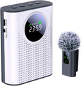 S67 Voice Amplifier Wireless Microphone for Teachers Classroom Rechargeable, Mini Lavalier Lapel Mic, Portable Speaker PA System with LED Display for Class, Tour Guide, Coaches, White by ZERFUN