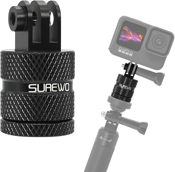 Aluminum 1/4 inch 20 Camera Tripod Adapter Mount, 360° Rotation 1/4"-20 Aluminum Tripod Adapter Mount Compatible with GoPro Hero 13/12/11/10, DJI Action 6/5 Pro/4, Xiaoyi and More Standard by SKEZN