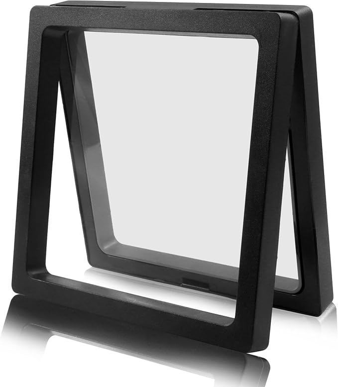 6Pcs 3D Floating Display Case, 4.3x4.3Inch | Clear Film, Jewelry Storage Box, Coin Display Stand, With Base - Image 2