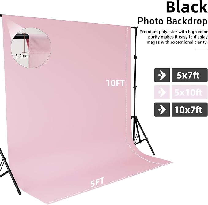 Pink Photo Backdrop for Photography Photoshoot Background, 5x10FT | Multipurpose Screen for Portrait Studio Video Recording Party Non-Reflective Easy Setup High Density - Image 4