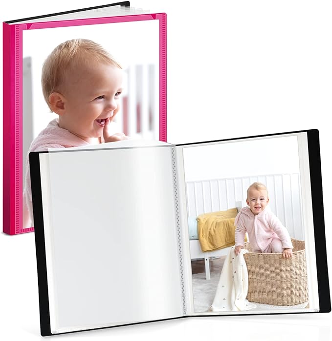 Cranbury 2-Pack Mini Photo Albums 5x7, 48 Photos, Clear Sleeves, Pink | 24 Pockets Each, Customizable Covers, Compact Storage for 5x7 Photos & Keepsakes by CRANBURY