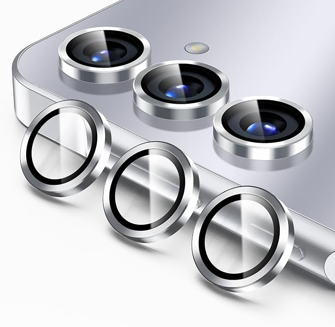 Korecase for Galaxy S25 Camera Lens Protector, 9H Tempered Glass Anti Scratch Camera Screen Protector Film Shcokproof Metal Ring Lens Protector for Galaxy S25,Silver by Korecase