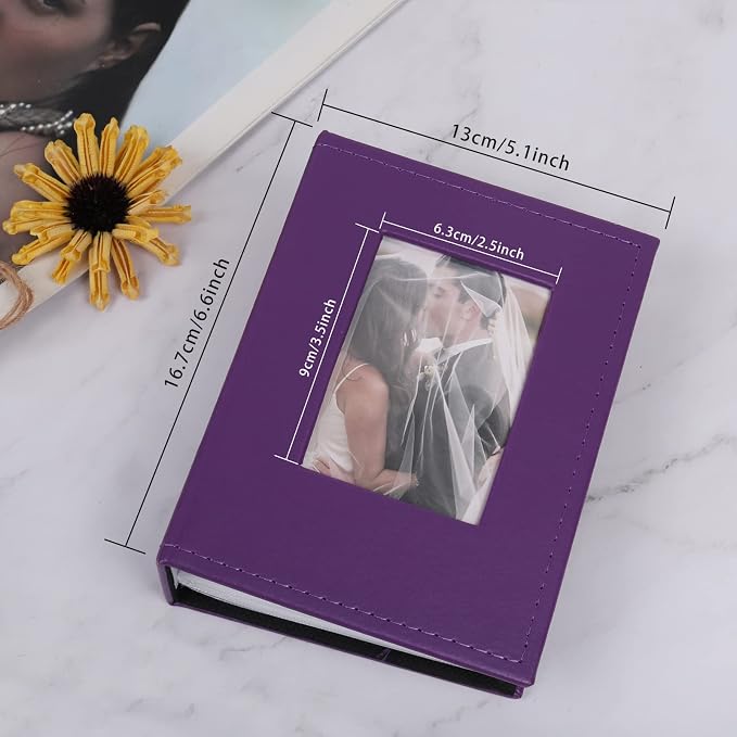 RECUTMS Photo Album 4x6 Picture 100 Photos Leather Small Family Book Purple | White Inner Page, 100 Vertical Pockets, Travel Anniversary Baby Wedding Albums, DIY Cover Window, Birthday Graduation Gifts - Image 5