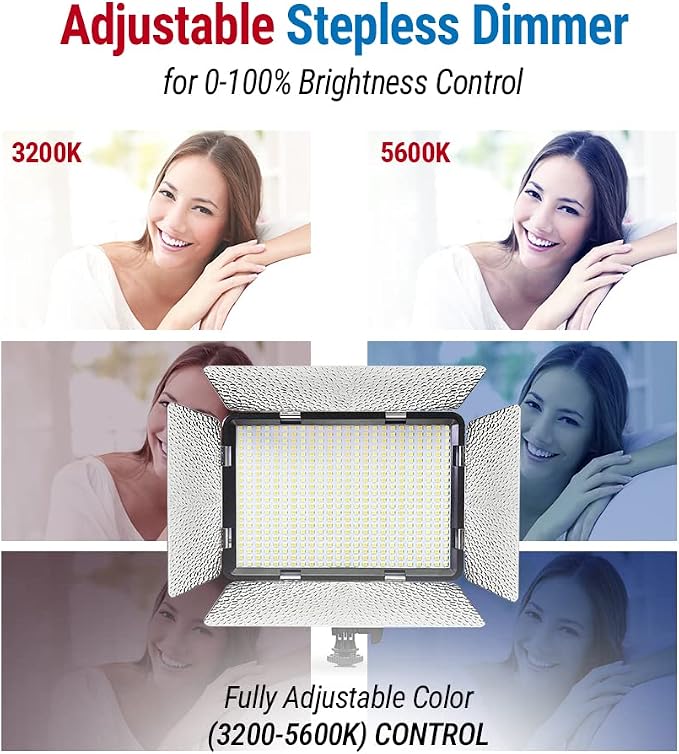 Vidpro LED-530 Photo and Video Light Kit - On Camera Panel LED Light - Adjustable and Dimmable 3200K-5600K Variable Color Light Fits Cameras w/Hot Shoe Includes Rechargeable Battery Diffuser - Image 8