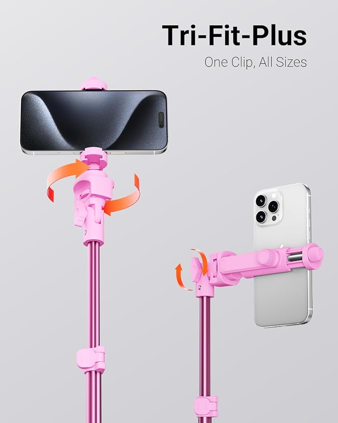 VIMOSE 66" Phone Tripod, Tripod for iPhone with Remote & Phone Stand | Extendable Cell Phone Tripod for Video Recording, Ultimate Tripod & Monopod Accessories for iPhone/Android, Ruby Star - Image 6