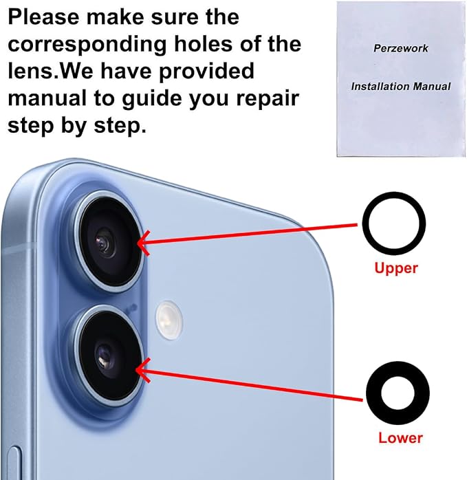 Back Rear Camera Lens Glass Replacement Compatible with iPhone 17 6.3 inches with pre-Installed Adhesive and Reparing Toolkit - Image 6