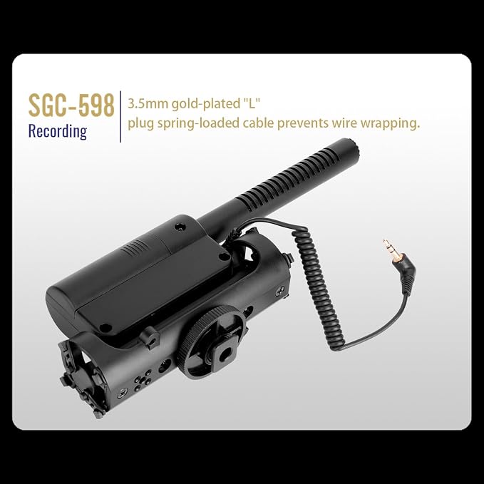 TAKSTAR SGC-598 3.5mm Cardioid Shotgun Microphone for Camera | Cardioid Condenser, +10dB Gain, 200Hz Low-Cut, Shock-Resistant - Image 4