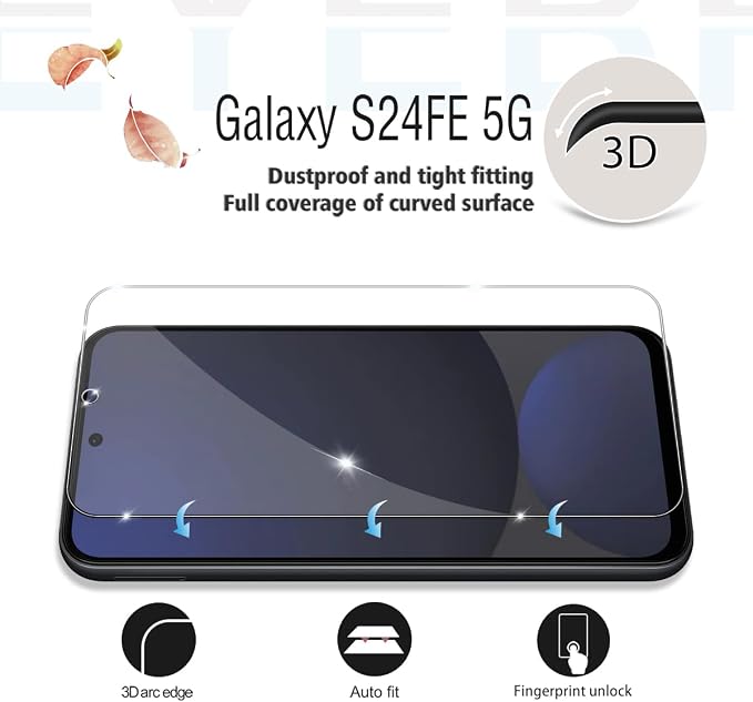 Galaxy S24 FE Tempered Glass Screen & Lens Protector 2+2 Pack HD Clear | [Ultrasonic Fingerprint Unlock] [Case Friendly] [Bubble-Free] - Image 3