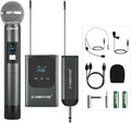Phenyx Pro Dual UHF Digital Handheld/Headset Microphone System PDP-2-1H1B | 1 Handheld Mic, 1 Bodypack, Mini Receiver, 2 x 15 Frequencies, Headset/Lapel Mic, Karaoke by PhenyxPro
