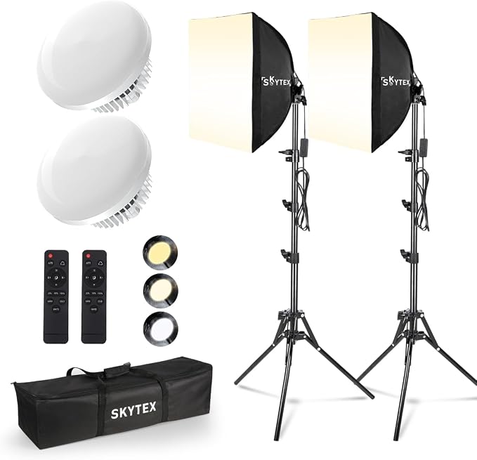 Softbox Lighting Kit 16x16in Soft Box 2Pack Upgrade 135W 2700-6400K 100V-240V E27 LEDBulb Continuous Photography Lighting,Photo Studio Light Equipment for Camera Shooting Video Recording by skytex
