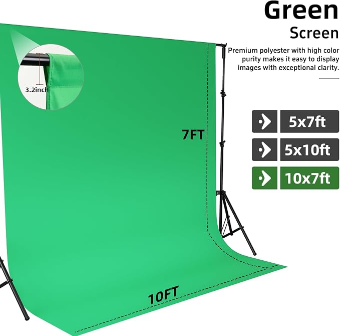 Green Screen Chromakey Streaming Backdrop Curtain, 10x7FT | Multipurpose Photography for Gaming Studio Photoshoot Christmas Party Video Recording Non-Reflective Easy Setup High Density - Image 4