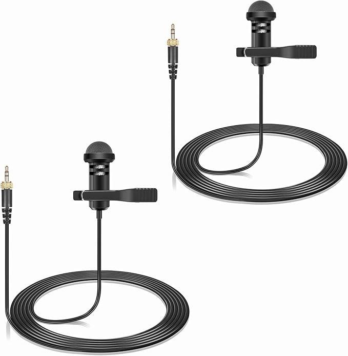 2-Pack Lavalier Lapel Microphone for Sennheiser Wireless Transmitter, 3.5mm | Omnidirectional Condenser Mic with Screw Lock for YouTube, Lectures, Living Performance by weishan