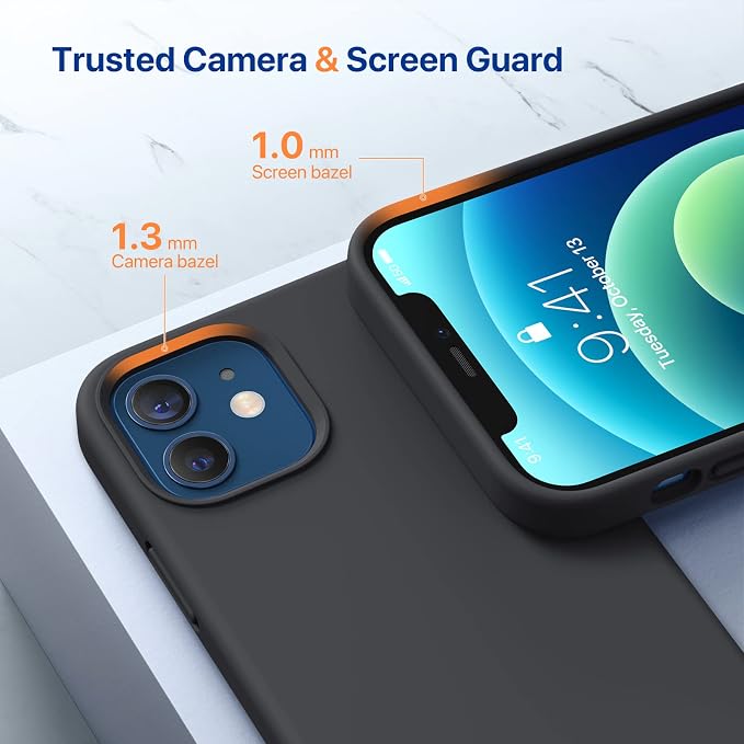 Miracase Silicone for iPhone 12 Case and iPhone 12 Pro Case, Black | Liquid Silicone Gel Rubber Shockproof Drop Protection Phone Case for iPhone 12/12 Pro 6.1 inch - Image 5