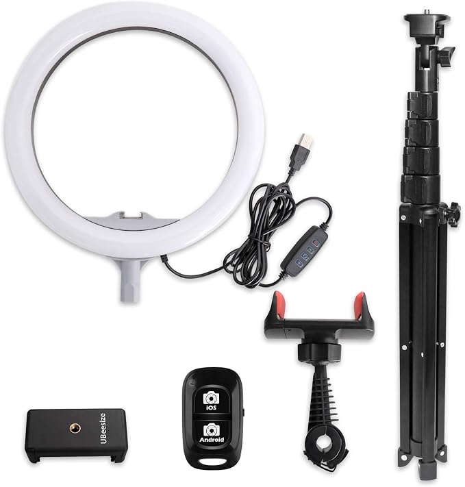 UBeesize 10" Ring Light with Overhead Phone Mount - Image 7